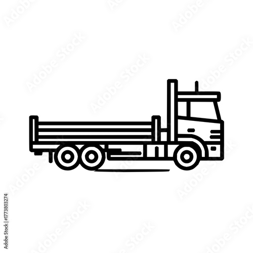 Flatbed truck vector icon illustration for transportation and delivery services and logistics design needs