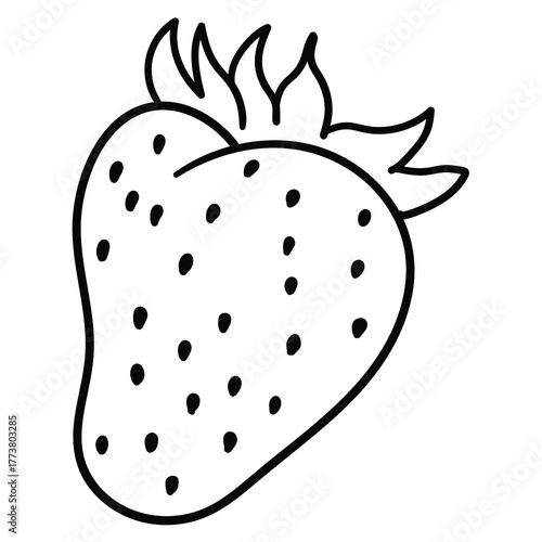 Hand-drawn doodle strawberry on a white background.