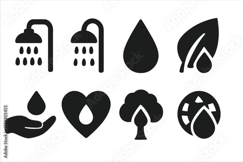 Environment, nature solid icon set. Eco-friendly, conservation, sustainability icons solid
