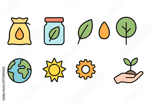 Eco, sustainability filled icon set. Environment and nature conservation icons collection