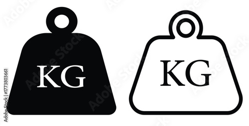 Weight Kilogram Icon Set — Vector Fitness Dumbbell, Mass Measurement Symbol Illustration
