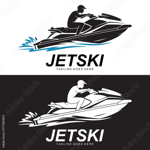 Jet Ski Rider Logo Design for Water Sports and Adventure Brand Identity