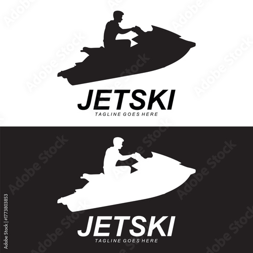Jet Ski Rider Logo Design for Water Sports and Adventure Brand Identity