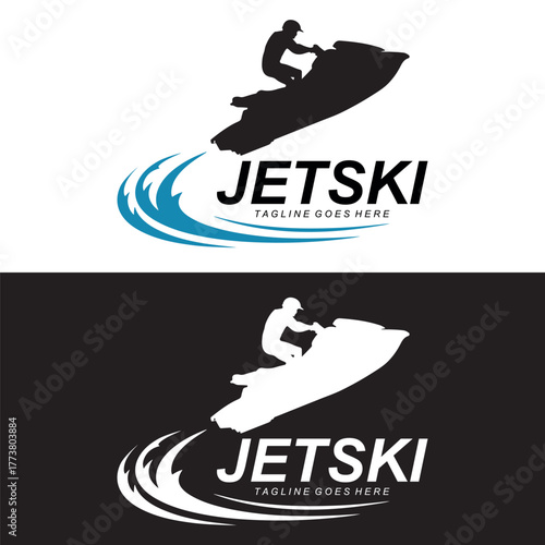 Jet Ski Rider Logo Design for Water Sports and Adventure Brand Identity