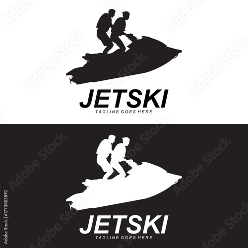 Jet Ski Rider Logo Design for Water Sports and Adventure Brand Identity