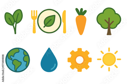 Eco-friendly linear icon set. Environment, nature conservation, sustainability symbols