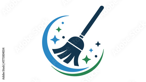 Sparkling clean mop and stars logo