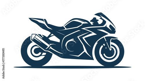 Sleek dark blue sportbike silhouette illustration