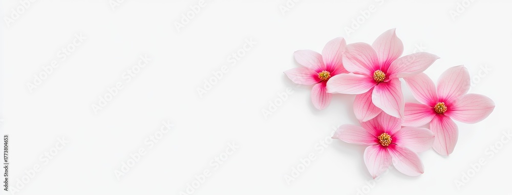 Obraz premium Delicate pink magnolia flowers in full bloom against a serene background showcasing nature's elegance and beauty in close-up detail