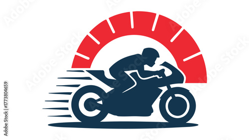 Motorcycle speedometer icon rider silhouette