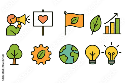 Eco-friendly line icon set. Sustainability, environmental, green icons outline collection.