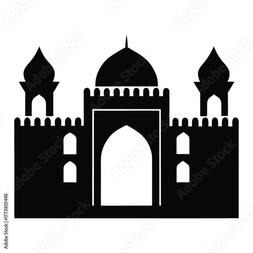 vector silhouette of Omani gate and wall architecture 
