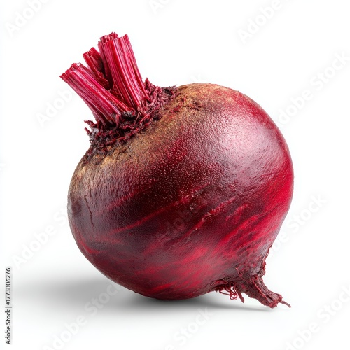 A vibrant beetroot captured with its rich colors and textures, showcasing its fresh, raw beauty