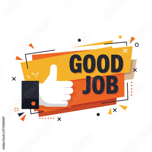 Good Job Thumbs Up Vector Illustration Badge for Success and Approval