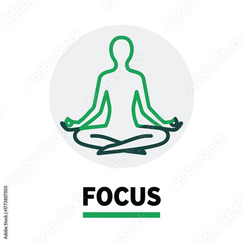 Meditation Icon of Person Sitting in Yoga Lotus Pose for Focus and Concentration.