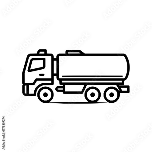 Tanker truck vector icon, fuel truck illustration, transportation vehicle graphic, delivery truck design art