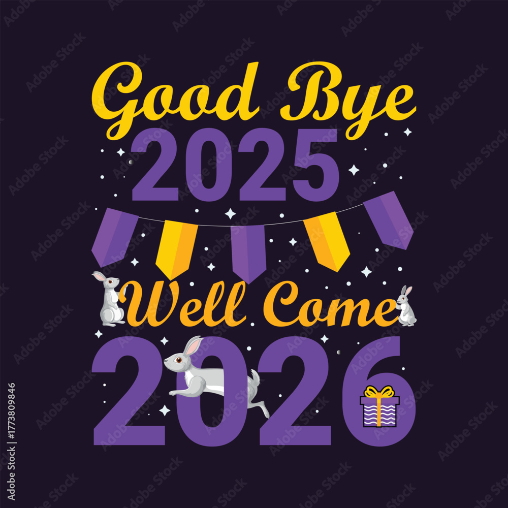 Obraz premium Happy new year 2026 festive celebration with colorful elements