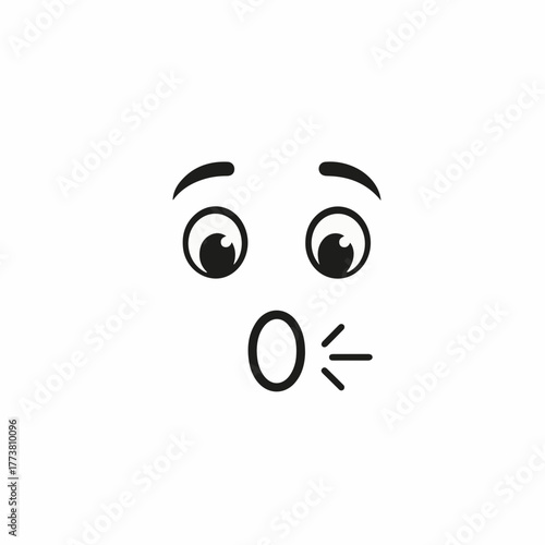 Surprised face illustration showcasing shock, awe, and disbelief. Surprised face rendering includes wide eyes, a gaping mouth, and raised eyebrows, vividly illustrating a sense of astonishment.