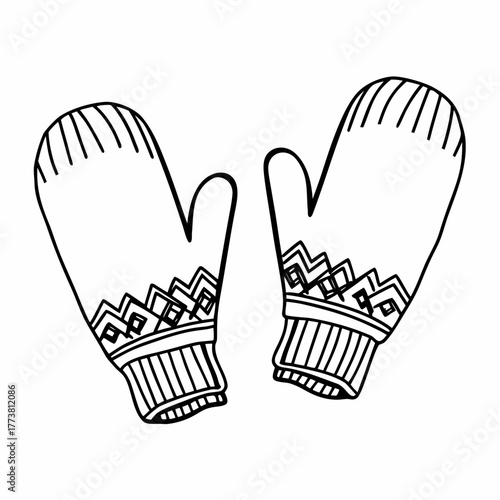 Illustration of a pair of winter mittens