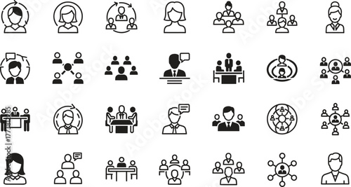 Business People Teamwork Collaboration and Communication Flat Design Vector Icons