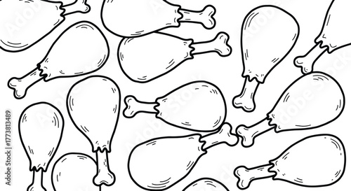 Chicken legs background pattern illustration black and white doodle design