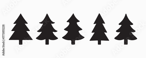 Christmas Pine Tree Silhouettes | Minimal Evergreen Tree Vector Set