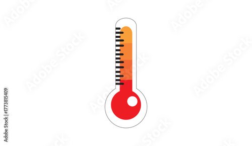 Vector illustration of a red thermometer measuring temperature in hot weather