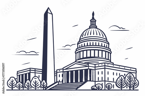 Flat modern design of Washington D.C. monument minimal vector

