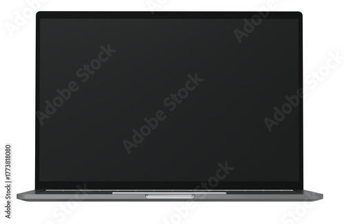3d laptops isolated on white background. Realistic Laptop silver color mockup with black blank screen display. 3D png illustration.