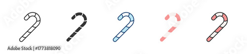 Candy Cane Icon Set Multiple Style Collection