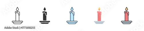 Candle Icon Set Multiple Style Collection