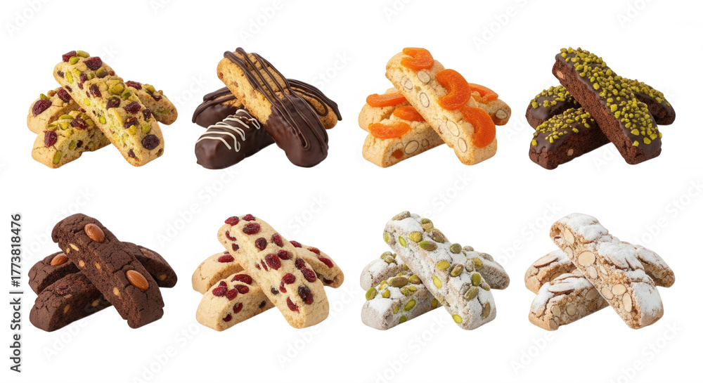 Obraz premium Assorted biscotti confections isolated on a transparent background