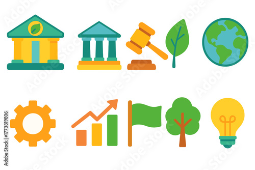 Environment, sustainability flat icon set. Eco-friendly, nature conservation icons pack