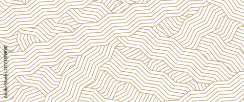 Abstract simple geometric vector seamless pattern with gold line texture on white background. Light modern simple wallpaper, bright tile backdrop, monochrome graphic element.