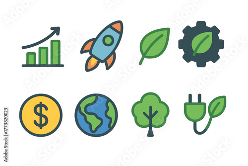 Eco-friendly line icon set. Sustainability, nature conservation, green energy icons