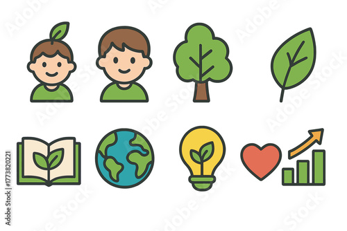 Environment and nature outline icon set. Eco-friendly and sustainability theme