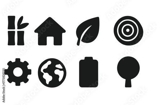 Eco, nature solid icon set. Environment, sustainability, ecology icons collection