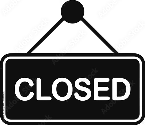 Black and white closed sign hanging on white background