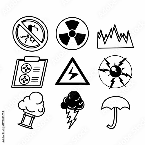 risk management icon set collection in dual tone style. an icon pack contain risk, threat, hazard, impact, control, mitigate, analysis, assess, plan, strategy