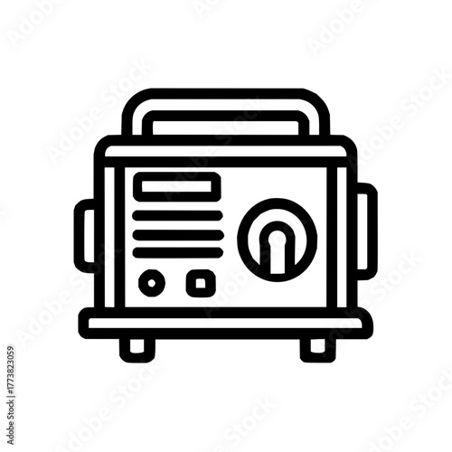 Portable generator power supply equipment vector icon for electricity backup and outdoor use one hundred char