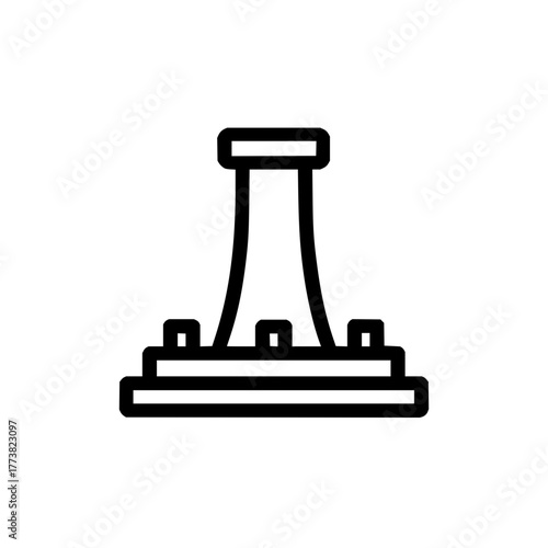 Nuclear power plant icon vector illustration simple outline style industrial building energy generation design 100