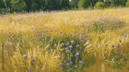 Grasses and Blooms Grasslands and wildflowers isolated watercolor vector illustration svg