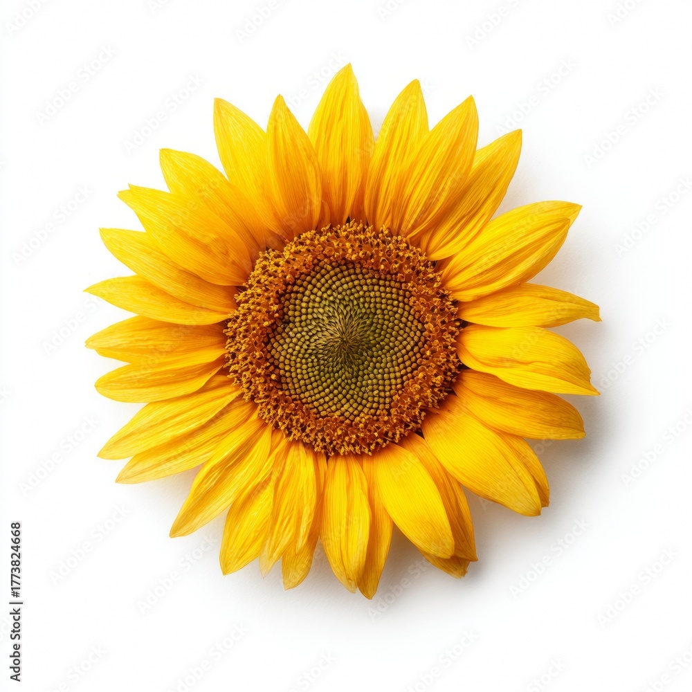 Fototapeta premium A vibrant sunflower in full bloom, showcasing its bright yellow petals and intricate details. It's a symbol of summer, warmth, and happiness