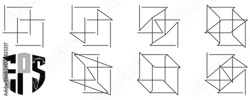 Dynamic geometric abstract shapes and designs evolving with clean lines and modern artistic flair for creative projects