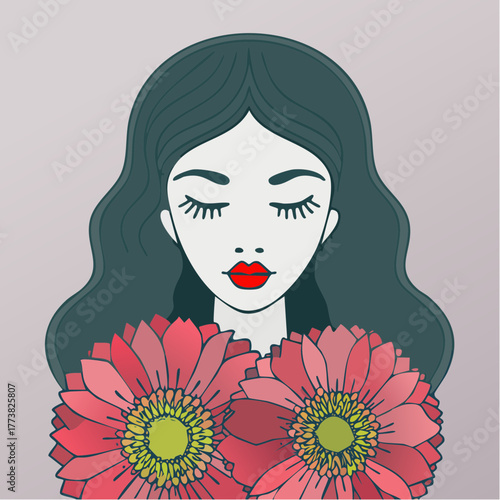 nocturne bloom portrait languid waves closed-eye reverie pink blossoms foreground luminous hush