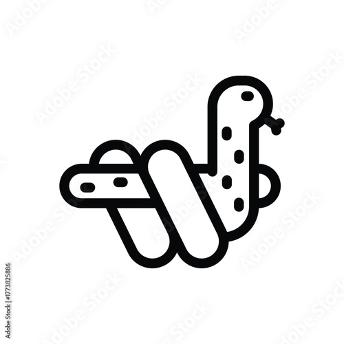 A stylized snake with spots coiled and upright