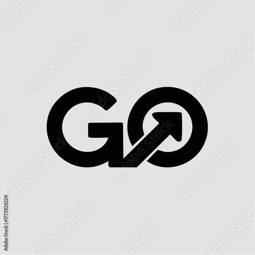 go uplift arrow typographic ascent momentum progress launch forward-drive minimalist emblem