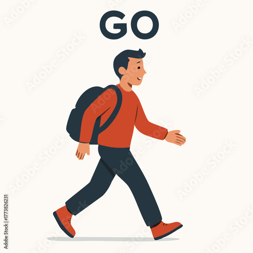 go onward backpack stride urban trek momentum starter journey active forward motion inspiration