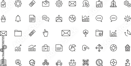 Set of Vector Icons Business Design Element Collection Outline Style