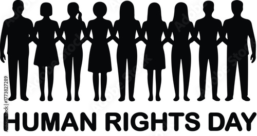 Diverse group of people holding hands celebrating human rights day